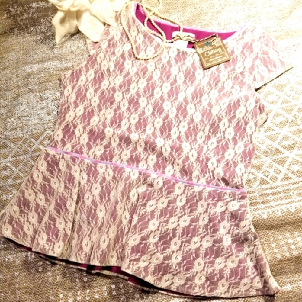 * NWT* Matilda Jane Peplum Lace Overlay top sz S